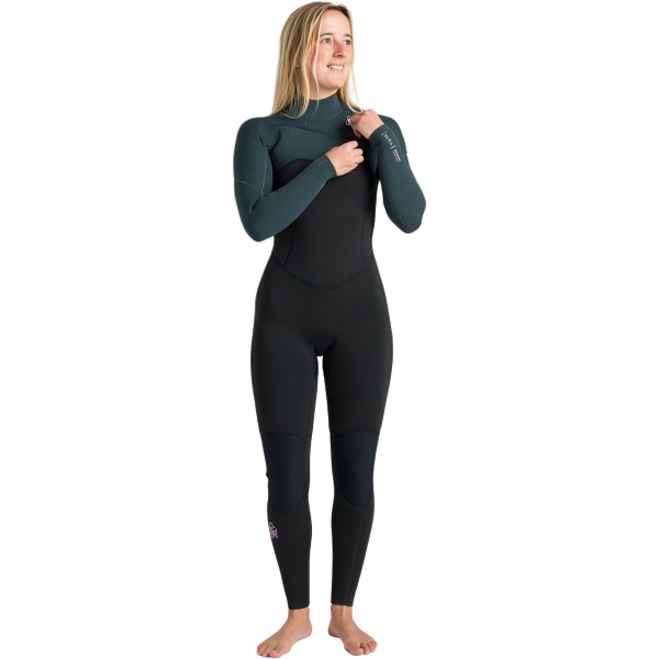 2026 C-Skins Womens Nuwave Solace 5/4/3mm Chest Zip Wetsuit CSO54WC - Black / Forest Green / Mulberry